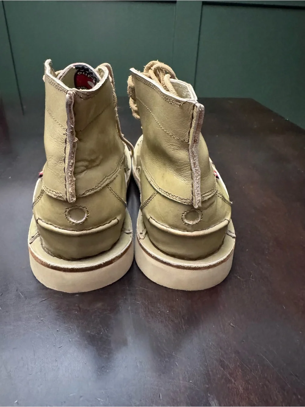 Duck Boots 100% leather Oliberté tan-olive color Men’s Size 7.5  (40)